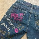 Blue Asphalt Y2K Graffiti Print Jeans Women’s Size 1 Low Rise Bootcut Punk Photo 11