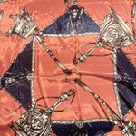 Vintage Large Antique Bells &Tassels blue/orange SQUARE SILKY SCARF 35/35 Orange Photo 5