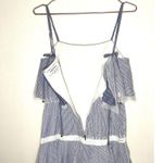 Prabal Gurung Halter Tulle Tiered Midi Maxi Dress Striped Blue Lace Overlay Sz 4 Photo 5