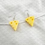 Swiss Cheese Earrings, Novelty Earrings, Imitation Food Earrings, Kitchy Earring Yellow Photo 0