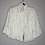 High Neck Faux Fur Textured Jacket Cream Sz Small Photo 4