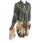 Umgee Boho Tunic‎ Dress Floral Paisley Print Long Sleeve Keyhole Neck Flowy Photo 4
