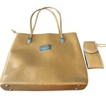 DKNY Women's Brown Leather Tote Bag with Pouch and Signature Plaque Photo 10