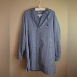 Suntect By Coolibar Women's Long Sleeve Beach Shirt Gingham Blue and White XL Photo 13