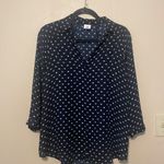 CAbi  Blue Martini Style Print‎ Button Front Blouse Size XS Photo 2