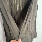 Tantrums Size L Tunic Top Brass Beaded Front Long Sleeve Split V Photo 4