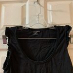 DKNY Black Scoop Neck Ruffle Accent Blouse Small Photo 2