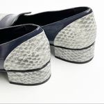 LOGO By Lori Goldstein LOGO Lori Goldstein Madeline Blue Gray Leather Faux Snake Print Slip On Loafers Photo 8