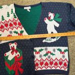 Cabin creek Ugly Christmas Cardigan Bear Snowboarding Fair Isle Holiday Novelty Sweater L Photo 8