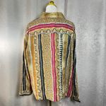 IOS XL Linen Snake Print Button Down Shirt Top Blouse Brown Photo 4