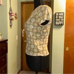 Full Tilt Y2K green and yellow sheer daisy short sleeve cropped top size L Photo 3