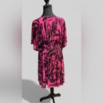 Torrid Vibrant Pink and Black Leaf Print Cover up Dress Size 1X Photo 2