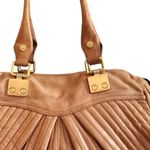 Treesje Women's Camel Leather Satchel Handbag with Gold Hardware Tan Photo 12