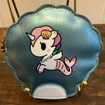 Rare HTF Vintage Cute Tokidoki Unicorn Shell Shaped Zip Small Coin Purse Pouch Blue Photo 0