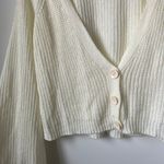 Cozy Casual Cream Knitted Bell Sleeve Button Up Short Cardigan Photo 3