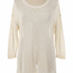 Liz Claiborne  Sweater S Open Knit Cotton Tunic Beach Cover Up Coastal Boho Chic Photo 0