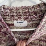 Old Navy Chunky Knit Mock Neck Sweater Marled Burgundy Cream Oversized Cozy Medium Photo 8