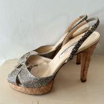 Oscar de la Renta - Snakeskin Open Toe Pumps W/ Cork Heel Photo 4