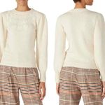 LOUNA Ivory Embroidered Puff Sleeve Floral Chunky Knit Sweater Size Small Photo 1