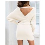 NEW ZESICA Wrap V Neck Knit Backless Sweater Dress L NO BELT Size L Photo 1