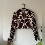 LA Hearts Brown White Cow Print Western Y2K Kelly Mini Double Zip Hoodie size S Photo 4