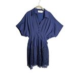 Anthropologie NEW  Exquise The Tobie Button Front Pleated Shirt Dress Eyelet Mini Photo 4