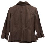 Oscar de la Renta Linen Brown 3 Quarter Bell Sleeve Hook Front Top Jacket Size 8 Photo 2
