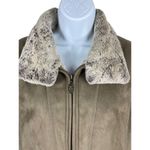 Hilary Radley Soft Faux Suede Fur Lined Light Brown/Gray Full Zip Coat M EUC Photo 1