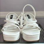 White Strappy Platform Ankle Strap High Block Heel Sandals Size 6 Photo 5