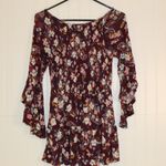 Time And Tru  Burgundy Floral Smocked Top Size Small Photo 7