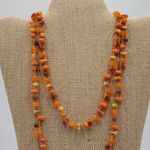 Amber Carnelian Necklace 23.5" Orange Pebble Beaded Artesian Handmade Jewelry Photo 1
