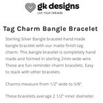 Sterling Silver GK Designs  Peace & Spirit Tag Charm Bangle Bracelets Photo 12