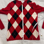 Charter Club  100% Cashmere Red Argyle Sweater Medium Photo 5