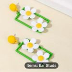 Daisy Adorable Fresh  Flower Earrings Photo 1