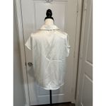 Rachel Zoe  Ivory Satin Tie‎ Front Blouse Short Sleeve Button Down Top Size L NWT Photo 2