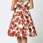 Unique Vintage Rose Belted Fleur Swing Dress Photo 1