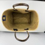 ONIGO Elegant Natural Woven Handmade French Basket Tan Tote Bag Leather Handles Photo 4