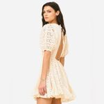 RHODE Molly Dress Buttercream Mini Eyelet Backless Puff Sleeve Size L Photo 1
