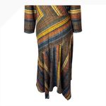 Danny and Nicole Dress Women 6 Brown Striped Asymmetrical Hem Midi Boho Preppy Photo 5