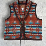 Pendleton VTG‎  Wool Blanket Vest Southwest Western Aztec Native American Sz L Photo 0