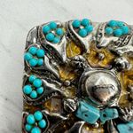 Faux Turquoise Studded Silver Tone Belt Buckle Photo 2