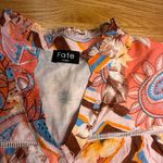 Fate Boho Floral Blouse Large | Sheer Button Down Festival Top Orange Photo 1