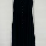 Frye Women's Sleeveless Easy Button Front Midi Dress Sz M Black Loose Fit Size M Photo 2