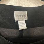 Chico's  Black Suede Leather Laser Cut Lace Hem Jacket Size 1 M Boho Western Chic Photo 1