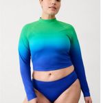 Athleta New M North Point Crop Rashguard Monroe Ombre Cool Medium Photo 2