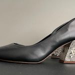 Botkier  Sena Black Leather Shoes Womens size 10 Snakeskin Block Heel Pump Photo 2