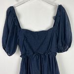 By The River NWOT  Metallic Ruffle Dot Babydoll Dress Navy Blue Size Small S NEW Photo 10