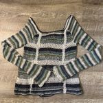 Free People Blue Bell Sleeved Striped Long Sleeve Silk Crochet Knit Top Size S Photo 4