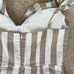 Saints + Secrets NWT  Cotton Tan & White Striped Wrap Mini Dress in Small Photo 5