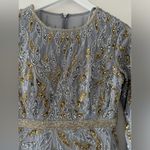 Mac Duggal Gray Beaded Long Sleeve Evening Gown in Platinum Gold 8 Photo 8